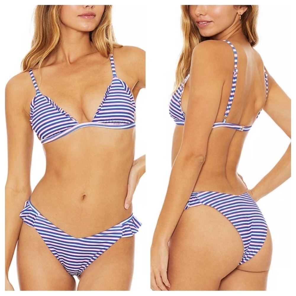 New! SET Beach Riot Rosie Paige Striped Bikini Set 31393